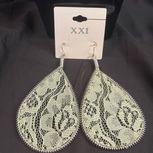 Forever 21 mint lace dangle earrings